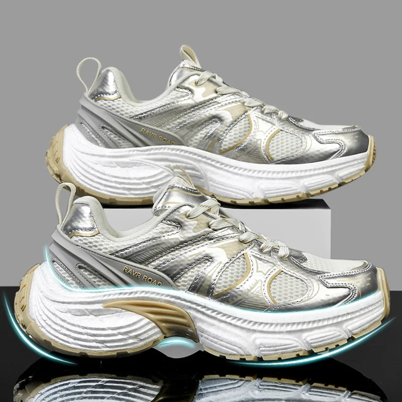 

2025 New Men's Running Shoes Breathable Mesh Lightweight Cushioned Athletic Sneakers for Jogging Gym Training Platform Shoes