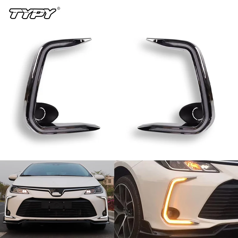 TYPY 1 Pair For Toyota Corolla 2019 2020 2021 2022 Turn Yellow Signal Waterproof Car LED DRL Lamp LED Daytime Running Light