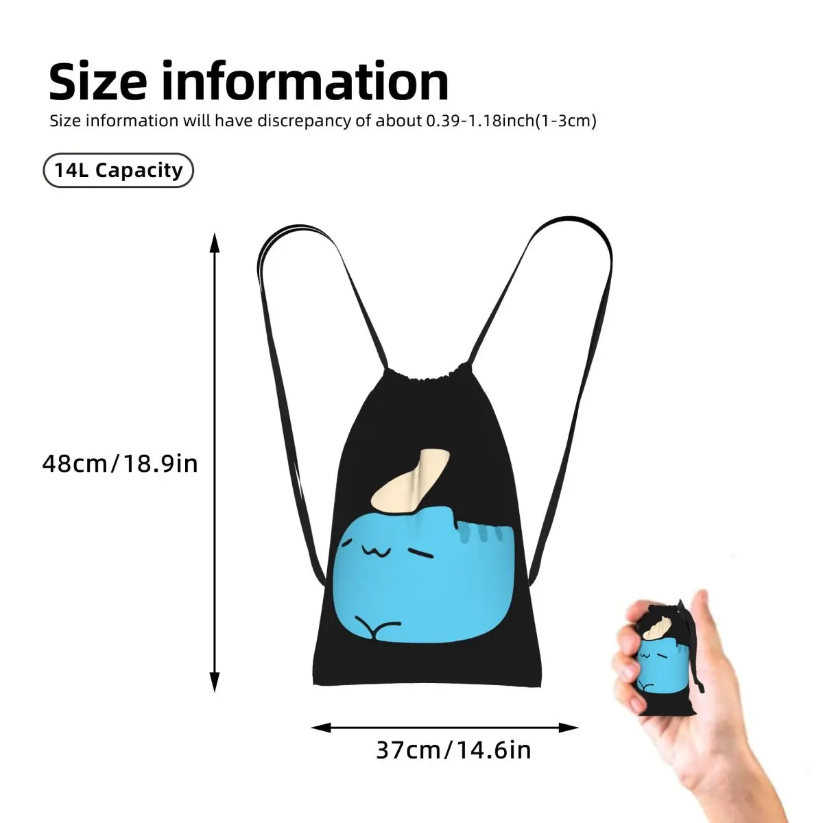 Comic Cat Bugcat Capoo Bug Cat Drawstring Backpack hiking cycling Bag Portable Travel Drawstring Bag for Men Women