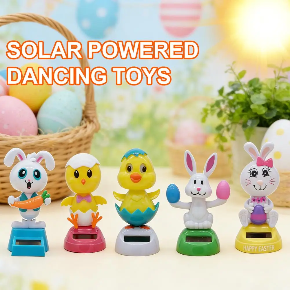 Juguetes de Conejito Bailarín con Energía Solar, Huevos de Conejito, Adornos para Coche, Conejito Bailarín con Cabeza Móvil, Regalos de Conejito con Muñeca, Huevos de Conejito de Pascua Q9B8