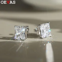 OEVAS Classic 100% 925 Sterling Silver Real Moissanite Gemstone White Gold Earrings Ear Stud For Women Fine Jewelry Wholesale