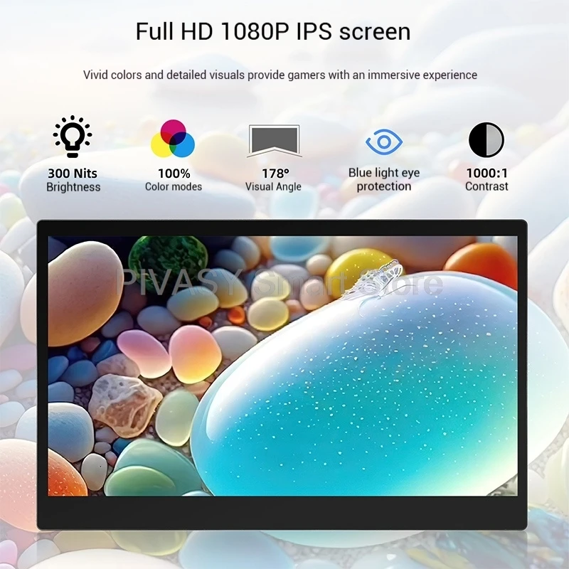 15.6インチ ポータブルモニター PS4 NS XBOX Switch PCゲーム用 HDMI アイケア 1920*1080解像度 IPSパネル 300nit輝度