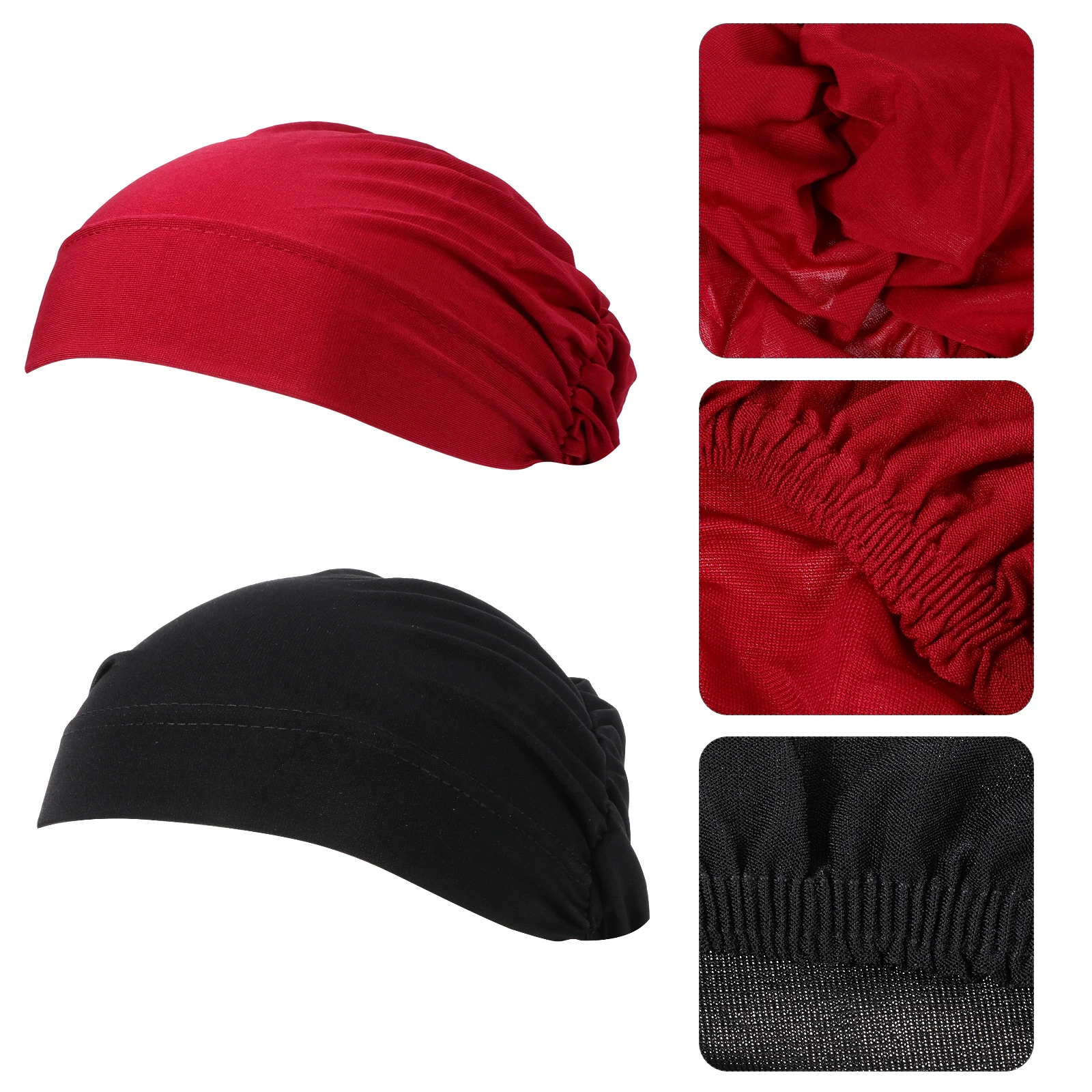 

2Pcs Sleeping Cap Elastic Bonnet Women Cotton Night Hat Hair Soft Salon Restaurant Home Use Breathing Fit Head Shapes