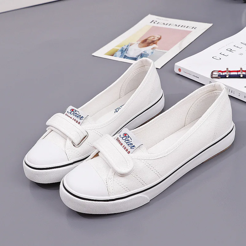 2023 Summer New Shallow Mouth Low Help Canvas Shoes Flat Korean Version of Small White Shoes Female Multi-color Shoes