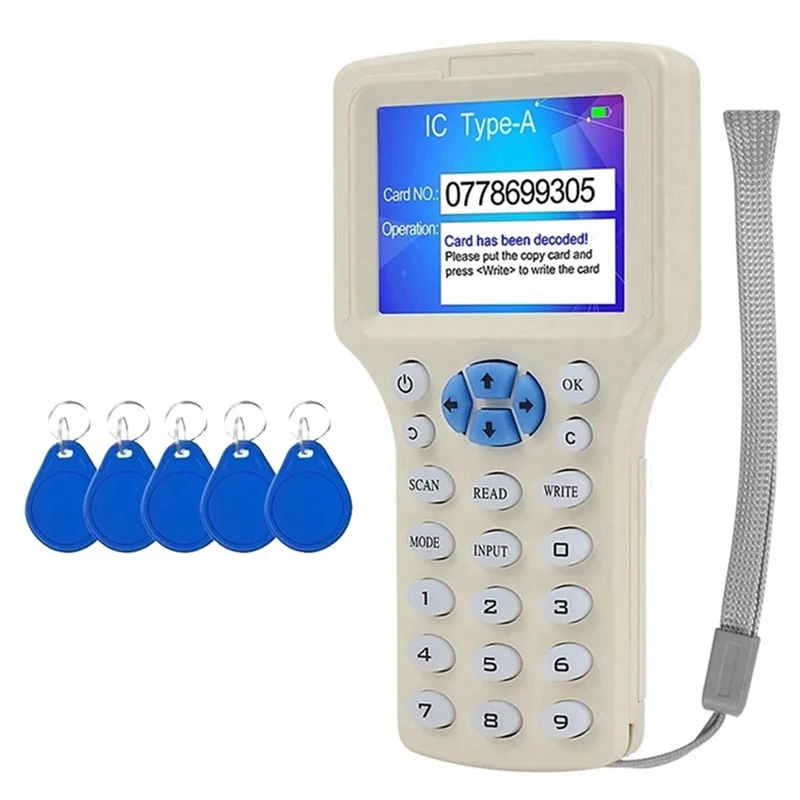 

[NEW A09R!】 RFID NFC Smart Card Reader +5XCUID Keychain RFID Duplicator 125K 13.56Mhz IC/ID Key Writer RFID Programmer Key Repli