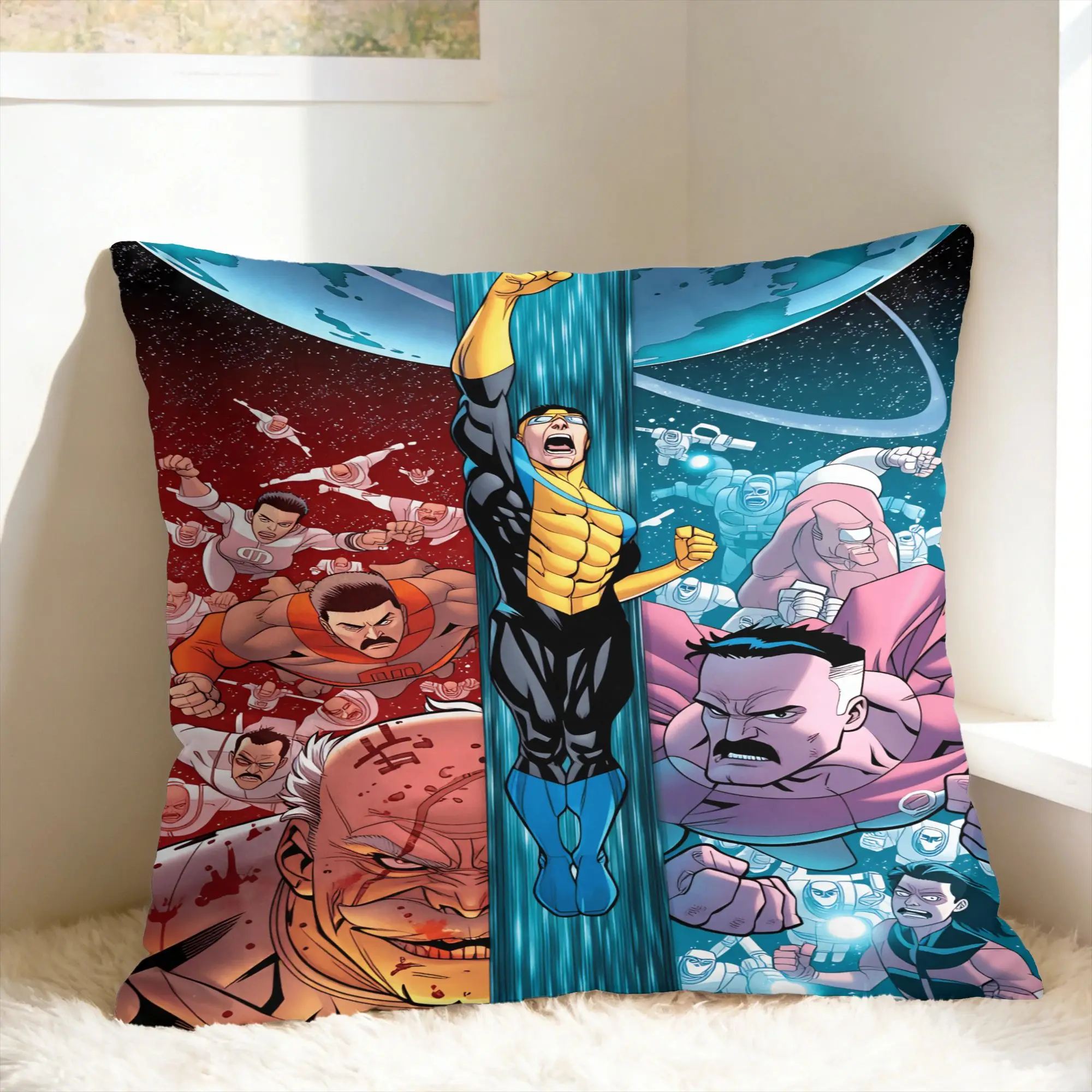 Pillow Case Comic I-Invincible Hero Soft  Pillow Cover For Chair Sofa Home Decor Retro Trendy Pillowcases