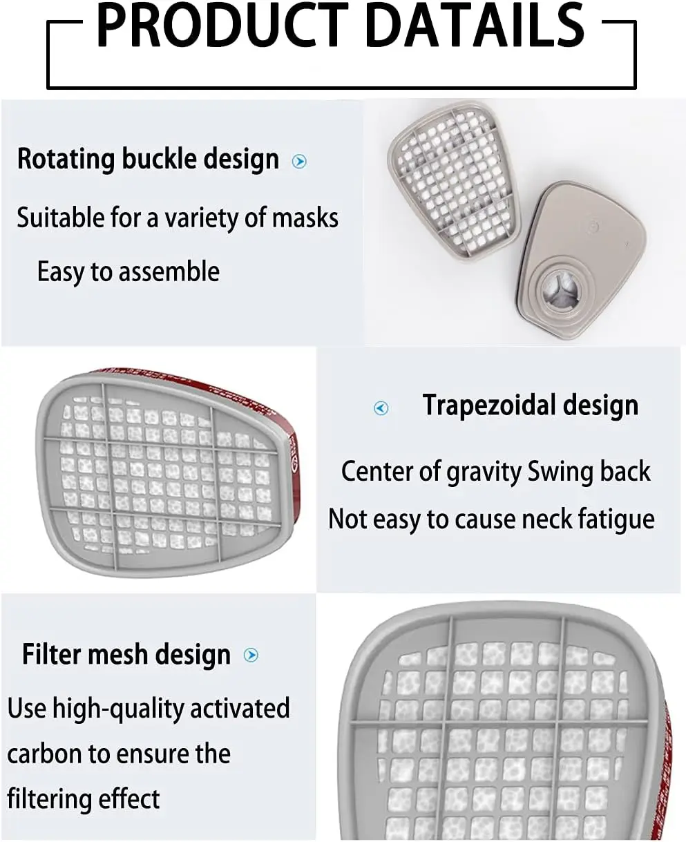 Caja de cartuchos 6001/6002/6004, juego de filtros de algodón 5N11 para máscaras de Gas y polvo 6200/7502/6800, respirador de pulverización de pintura química