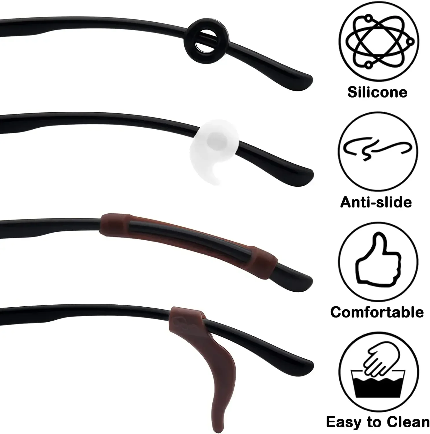 40pcs Silicone Anti-Slip Eyeglass End Tips Ear Sock Pieces Tube Sleeve Glasses Retainers Eyewear Comfort EyeGlasses Accessories