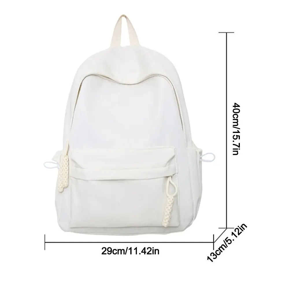 Portable Nylon School Shoulder Bag Solid Color Large Capacity Schoolbag Adjustable Backpack for Students