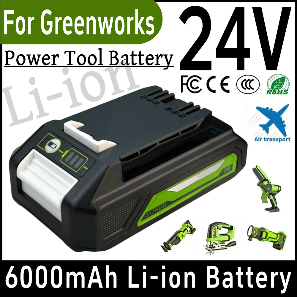 

24V 6000mAh Lithium-ion Replacement Battery G24B2 for Greenworks ALL devices of 24V tools 29842 29852 BAG708 29322 21342