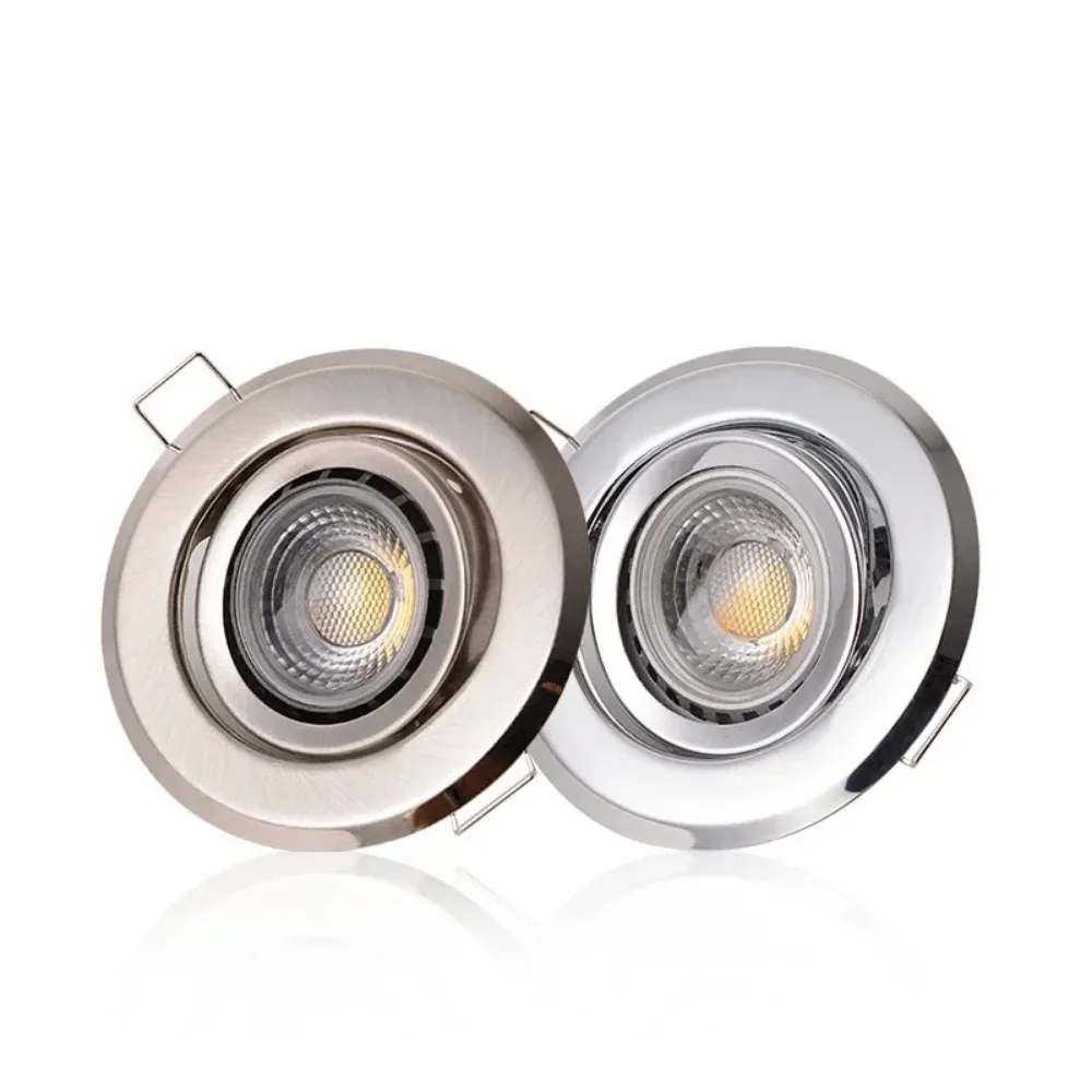 Satin Nickel LED-Scheinwerfer Rahmen verstellbare Decke LED-Halter Ausschnitt 45mm für mr16 gu10 Lampen fassung Einbau LED-Scheinwerfer