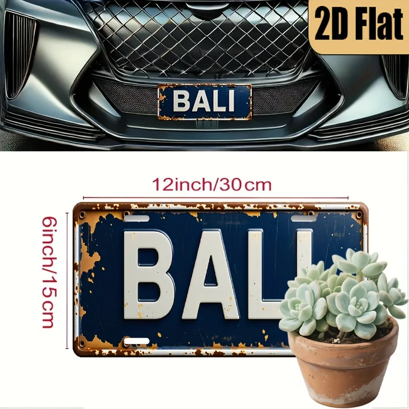 1 piece, 2D FLAT, for decoration only, retro style aluminum license plate 