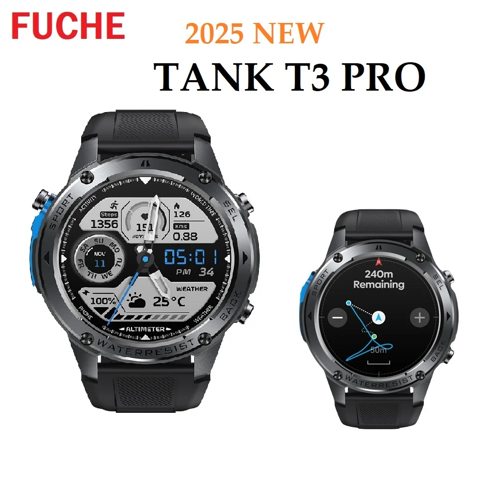 

FUCHE TANK T3 PRO Smart Watch GPS Compass Barometric Dual-band GNSS Voice Calling Smartwatch VS stratos 2 For Kospet