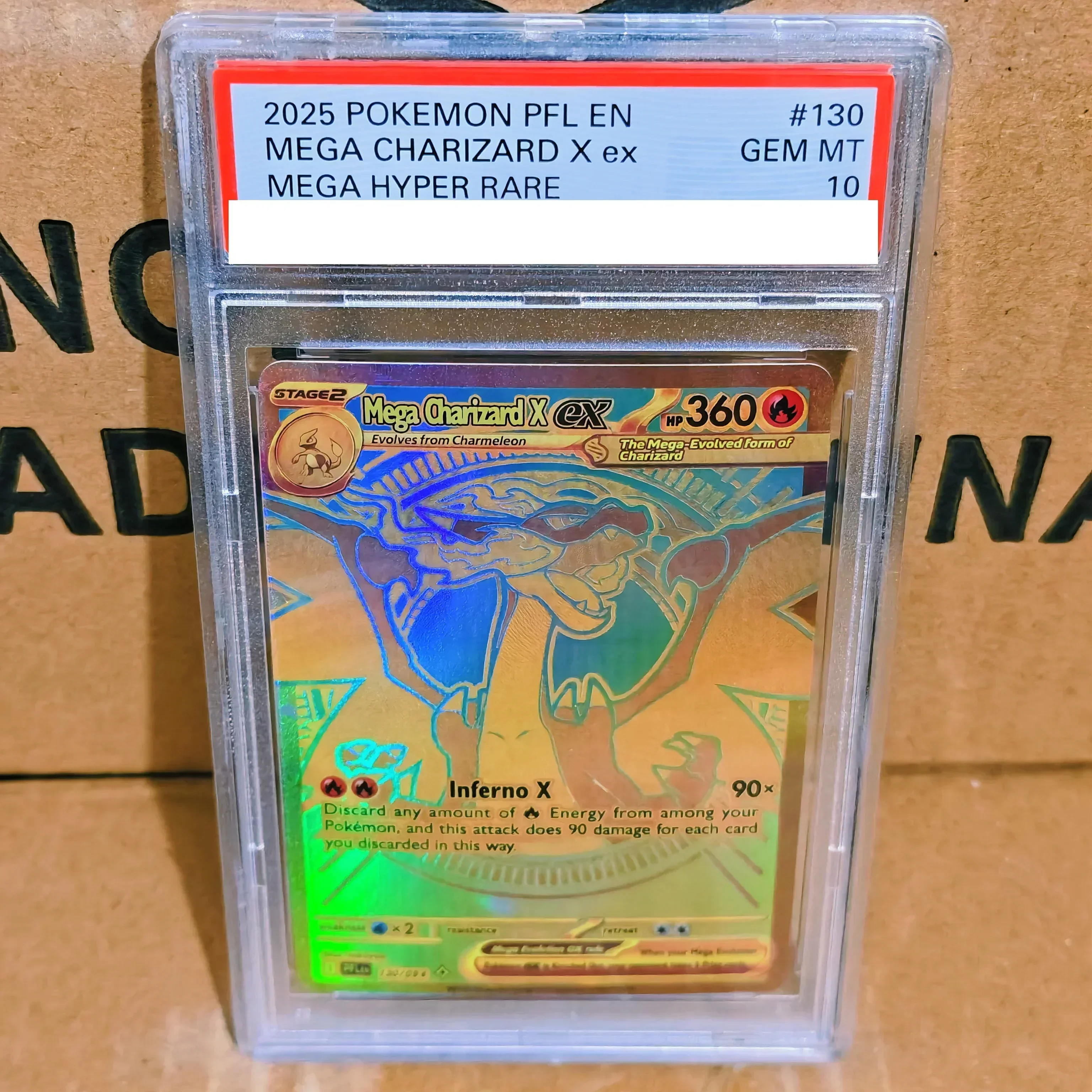 DIY Collection Card Rating Card Mega Charizard X ex #130 Hyper Rare Slab MT10 Copy 10Points Rating Card Anime Game Card Gift Toy