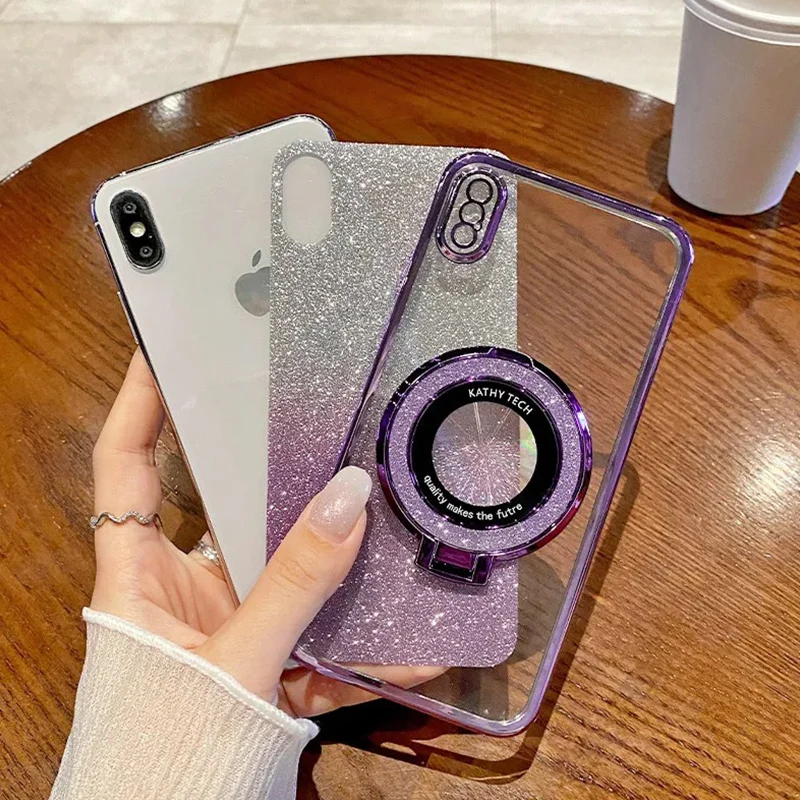 Luxury Glitter Plating Magnetic Holder Phone Case For Samsung Galaxy A13 A03 A03S A23 A33 A53 A73 A32 A52S A52 A72 Bracket Cover