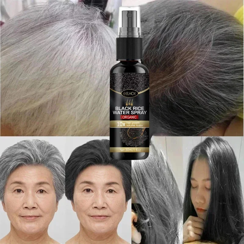 Gray White Hair Treatment Serum Spray White To Black Repair Natural Color Black Rice Essence Anti Loss Hair High Quality Product