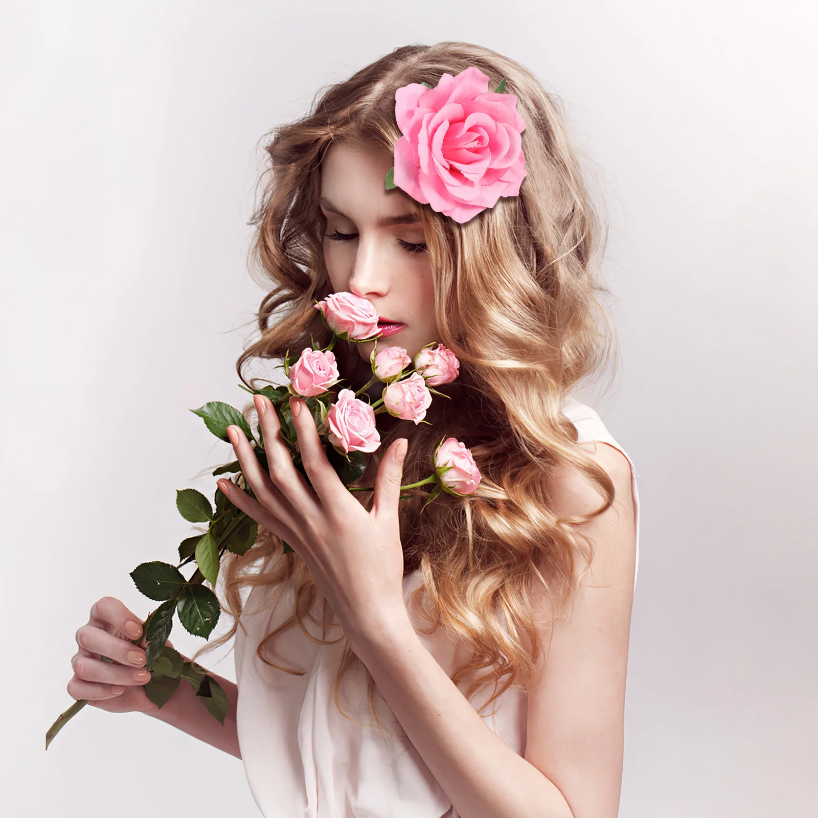 

9Pcs Rose Brooch Pins Realistic Fabric Flowers Bridal Hair Clips Wedding Party Accessories Valentine's Day Floral Hair Pins