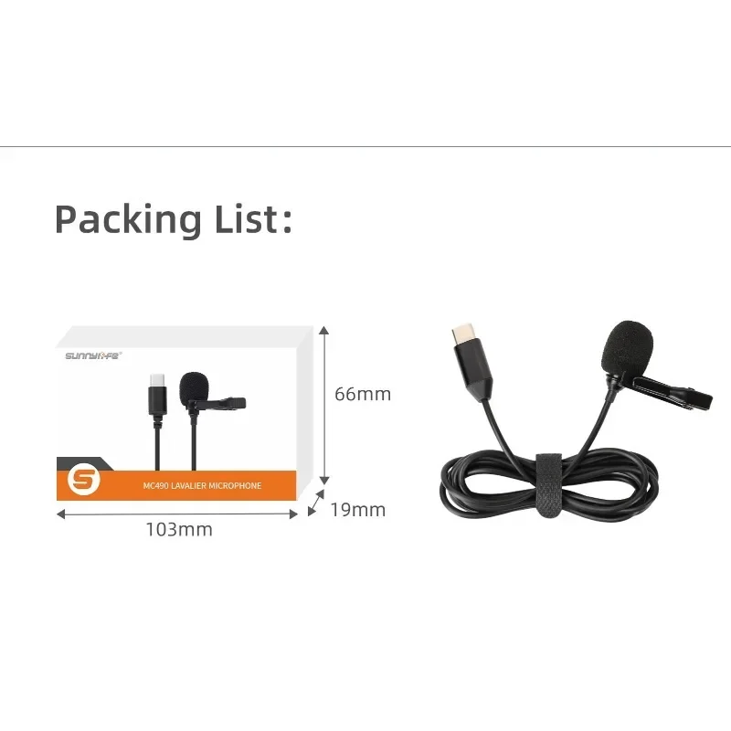 

Lavalier Microphone For Insta360 X4 Panoramic Camera Recording Microphone Type-C Interface 1.5 M For Insta360 X4 Accessory