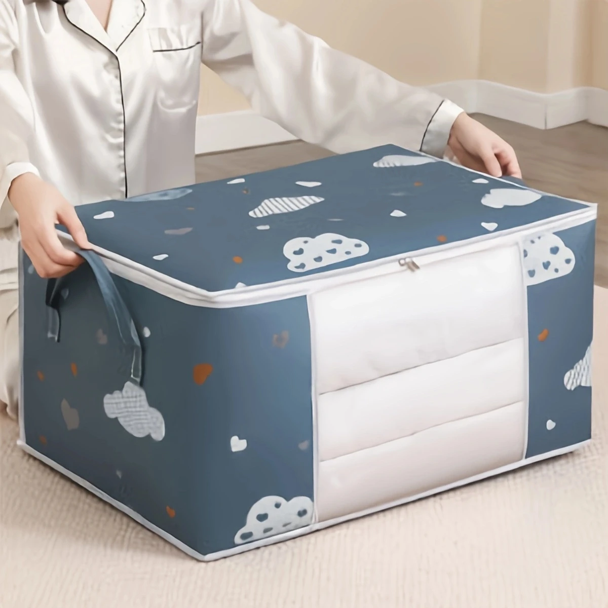 

Quilt storage bag with handle, cotton quilt bag, multi-functional dust-proof bag, household moving packing bag, storage bag, 1pc