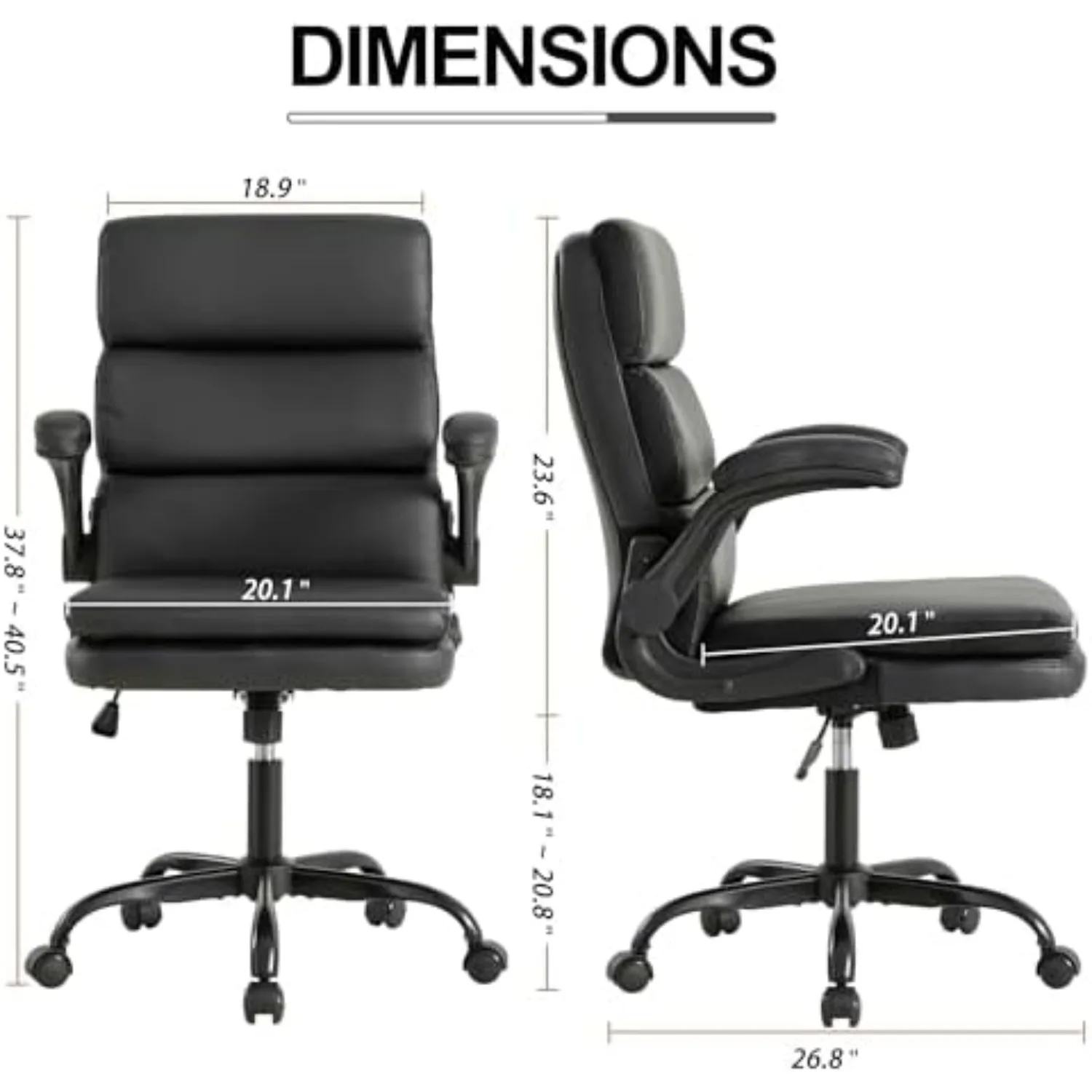 Mid Back Office Desk Chair,Leather Conference Room Chairs,Ergonomic Home Computer Chair,Modern Executive Chair with
