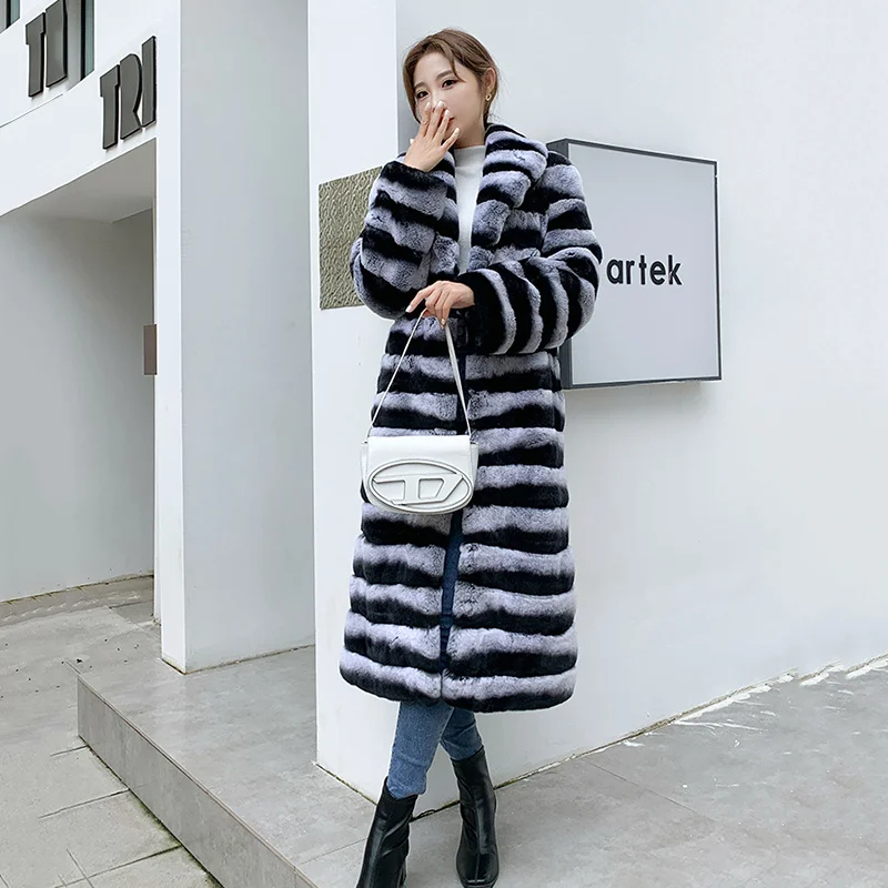 2024 Winter Coat Female Rex Rabbit Fur Coat For Women\'s Coat Casual Lady Clothes Female Fur Jacket Woman Clothing Ladies Coats