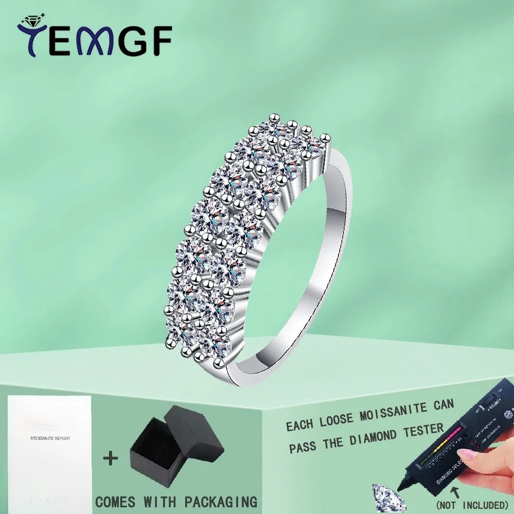 

TEMGF Full 3mm Moissanite Ring GRA Certified for Women S925 Sterling Silver Fine Jewelry Enternity Love Engagement Wedding Band