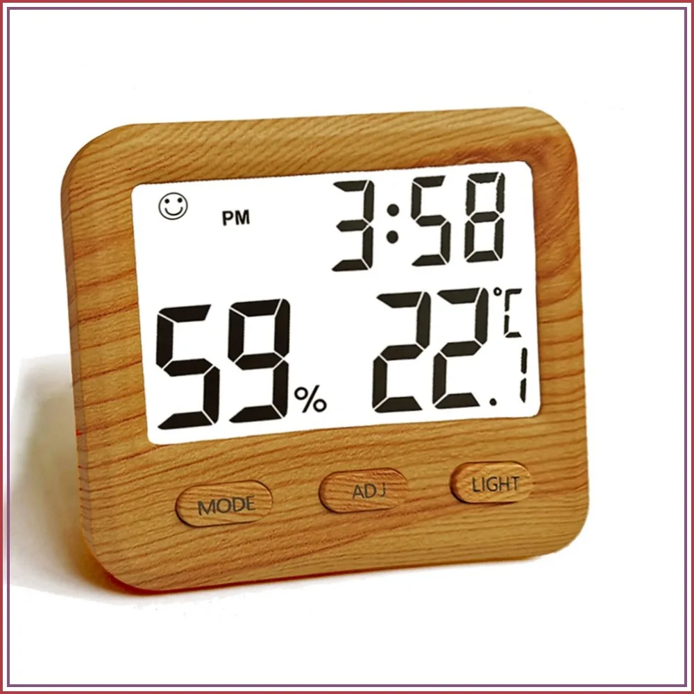 Digital Hygrometer Indoor Thermometer with Alarm Clock, Temperature Humidity Gauge for Home Office