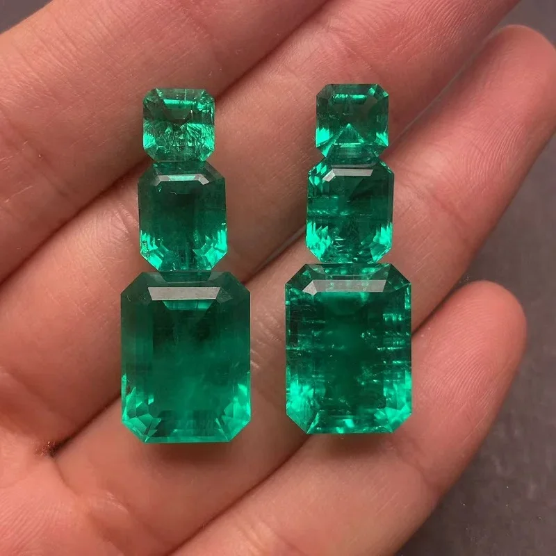 Ruif DIY Top Quality With Inclusion Lab Grown Emerald Gemstone 33.32ct Whole Set for Fine Earrings Making