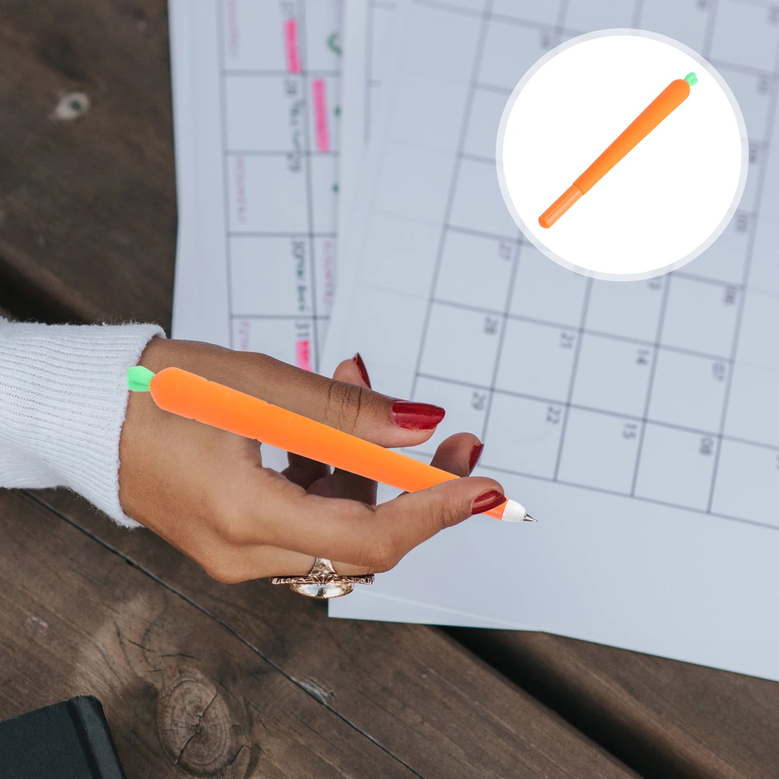 

Carrot Shaped for Kids Reusable Gel Pens Refillable Design Smooth Writing Ergonomic School for Students