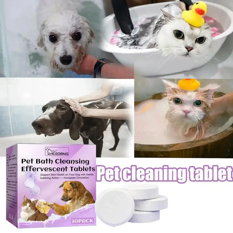 Dog Cleaner Tablet Pet Bath Cleansing Effervescent Tablets Long-lasting Fragrance Tablets Spa Washing Odor Removal Deodorization