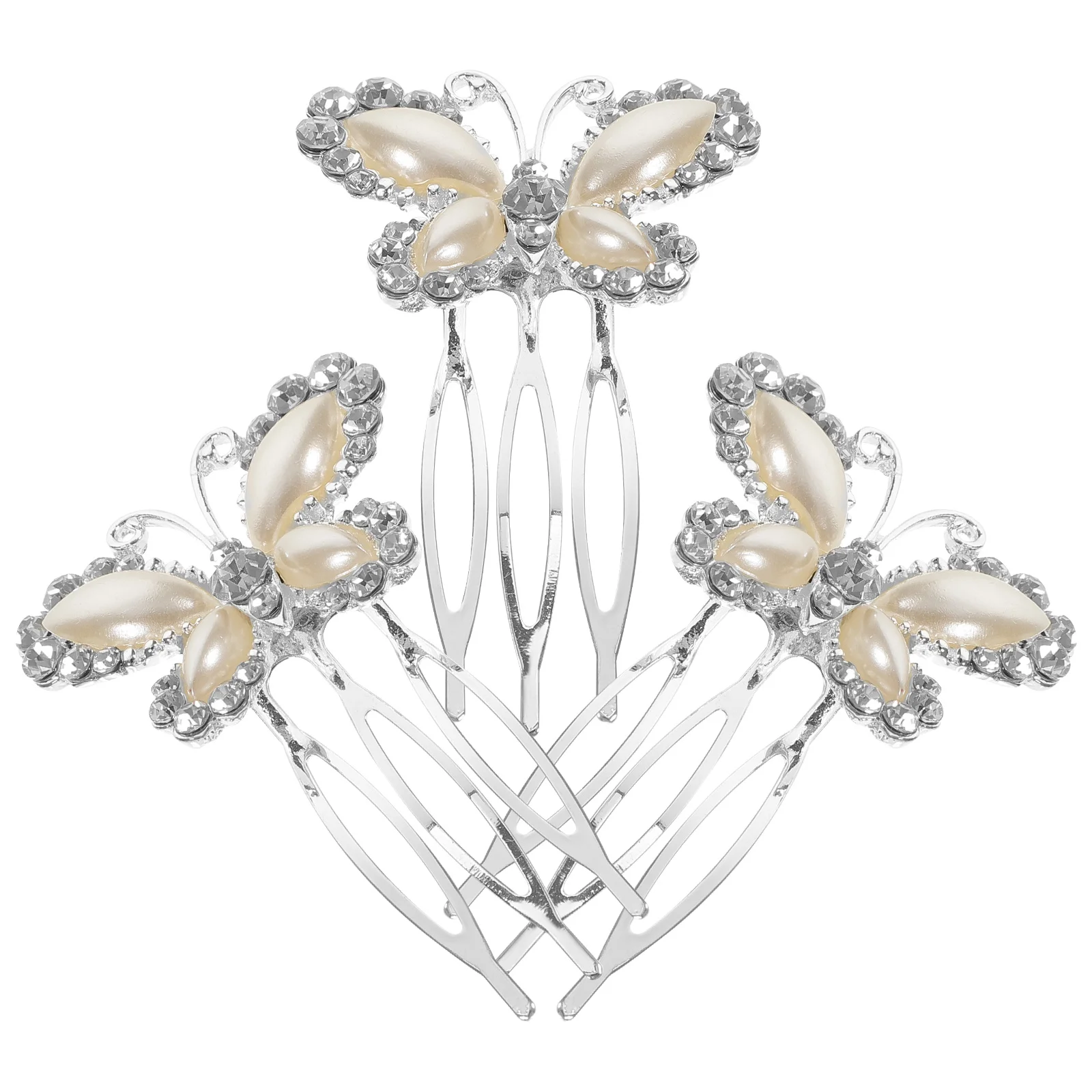 

3Pcs Rhinestone Pearl Hair Comb Bridal Wedding Hairpin Side Clip for Women Elegant Accessory Secure Hold Shiny Style