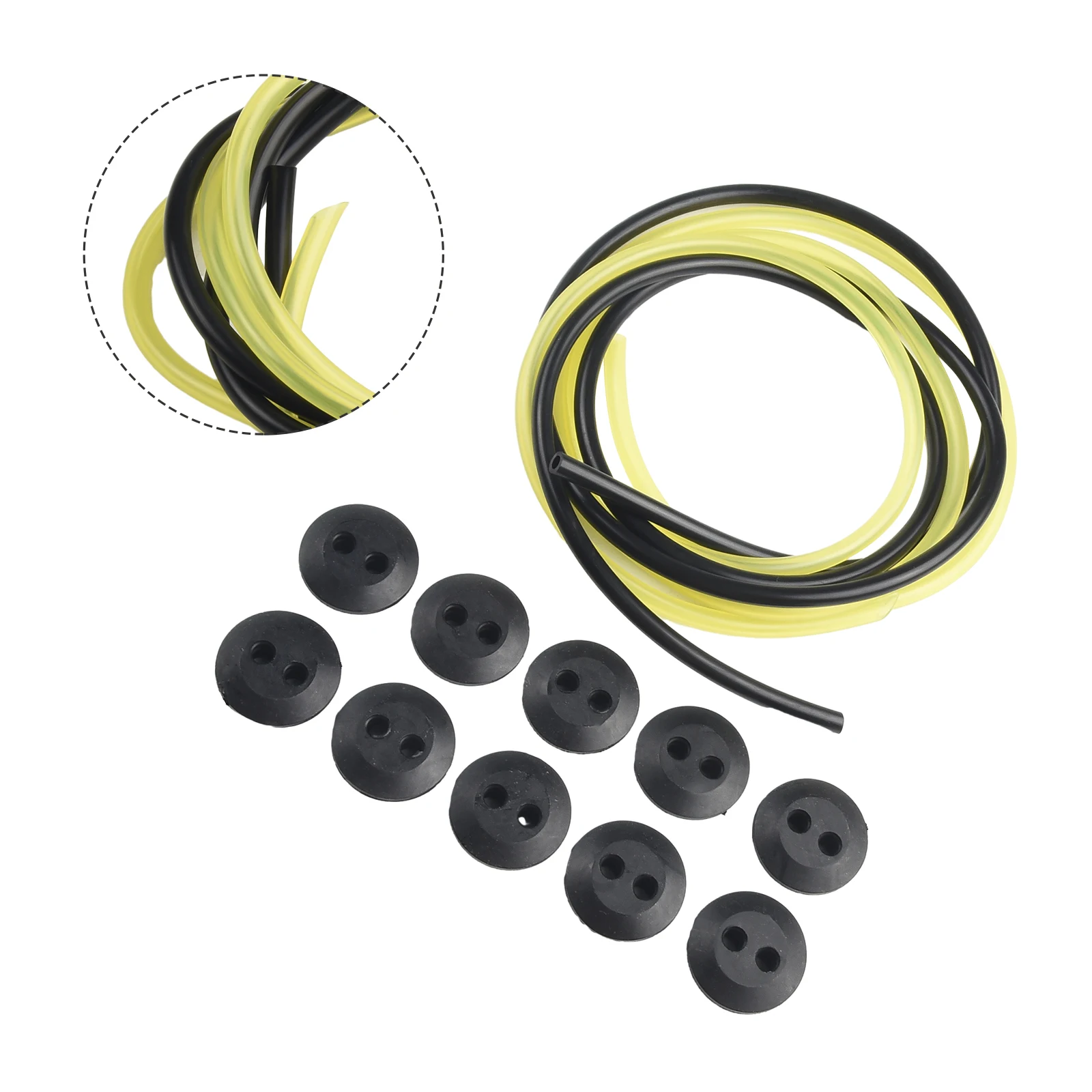 12pcs 2 Holes Fuel Tank Grommet Rubber With Fuel Line Pipe For Brush Cutter Grass Trimmer  Engine Part Garden Tool