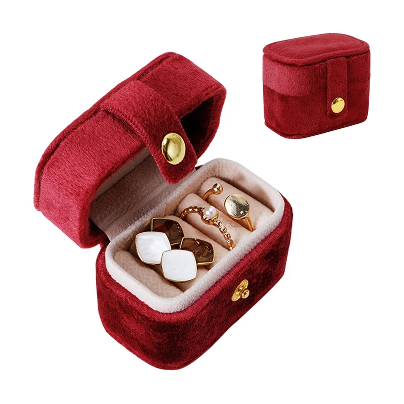 Travel Jewelry Box Organizer Jewelry Case with Buckle Ring Storage Box For Rings Earrings Necklaces Velvet Travel Jewelry Case