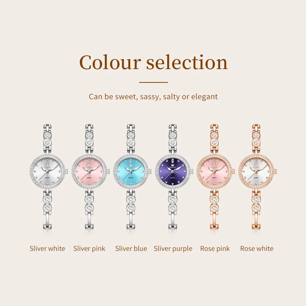 OLEVS 5670 Damenuhren, original, elegant, Quarzuhr, wasserdicht, leuchtend, Damen-Armbanduhr aus Edelstahl, Geschenkbox für Mädchen