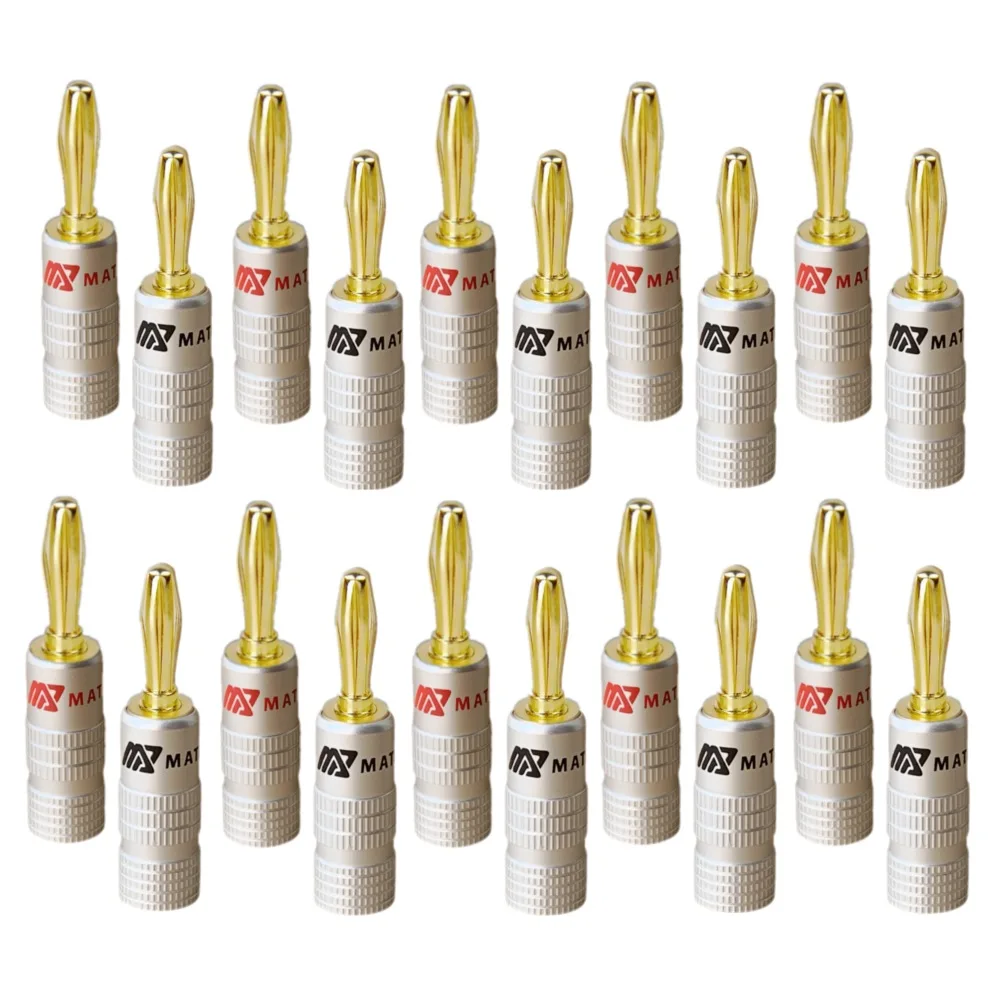 HiFi MATIHUR wtyki bananowe 24K pozłacane 4MM złącze bananowe z śruba blokująca do gniazdo Audio wtyczek głośnikowych 20 szt.