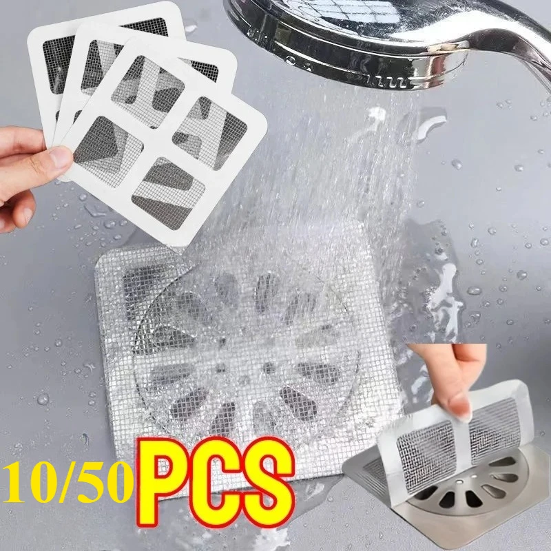 Anti Blocking Bathroom Kitchen Shower Floor Drains Sink Strainer Sticker Disposable Hair Drain Catcher Mesh Filter Cover view 2