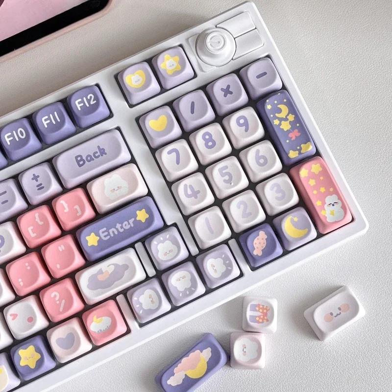 

Moonlight Rabbit Theme Keycap Set PBT Sublimation Keyboard Cap SOA/MOA Profile Anime Keycap for Mechanical Keyboard Accessories