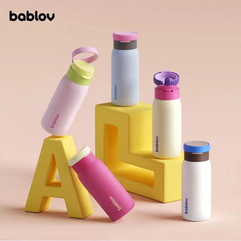 Bablov 500ml Stylish Insulated Cup 316 Stainless Steel Leak-proof Straw Ice Tumbler with Carry Loop Portable Outdoor Water Cups