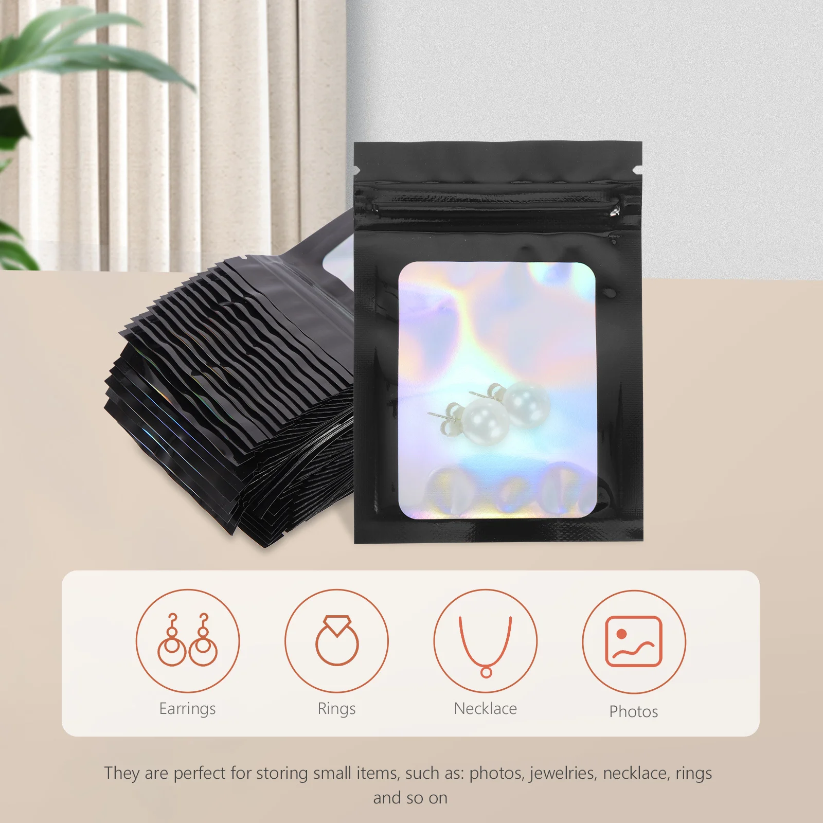 

100 Pcs Pill Pouch Bag Plastic Jewelry Reusable Small Bags Sealing Clear Black Presents Packaging