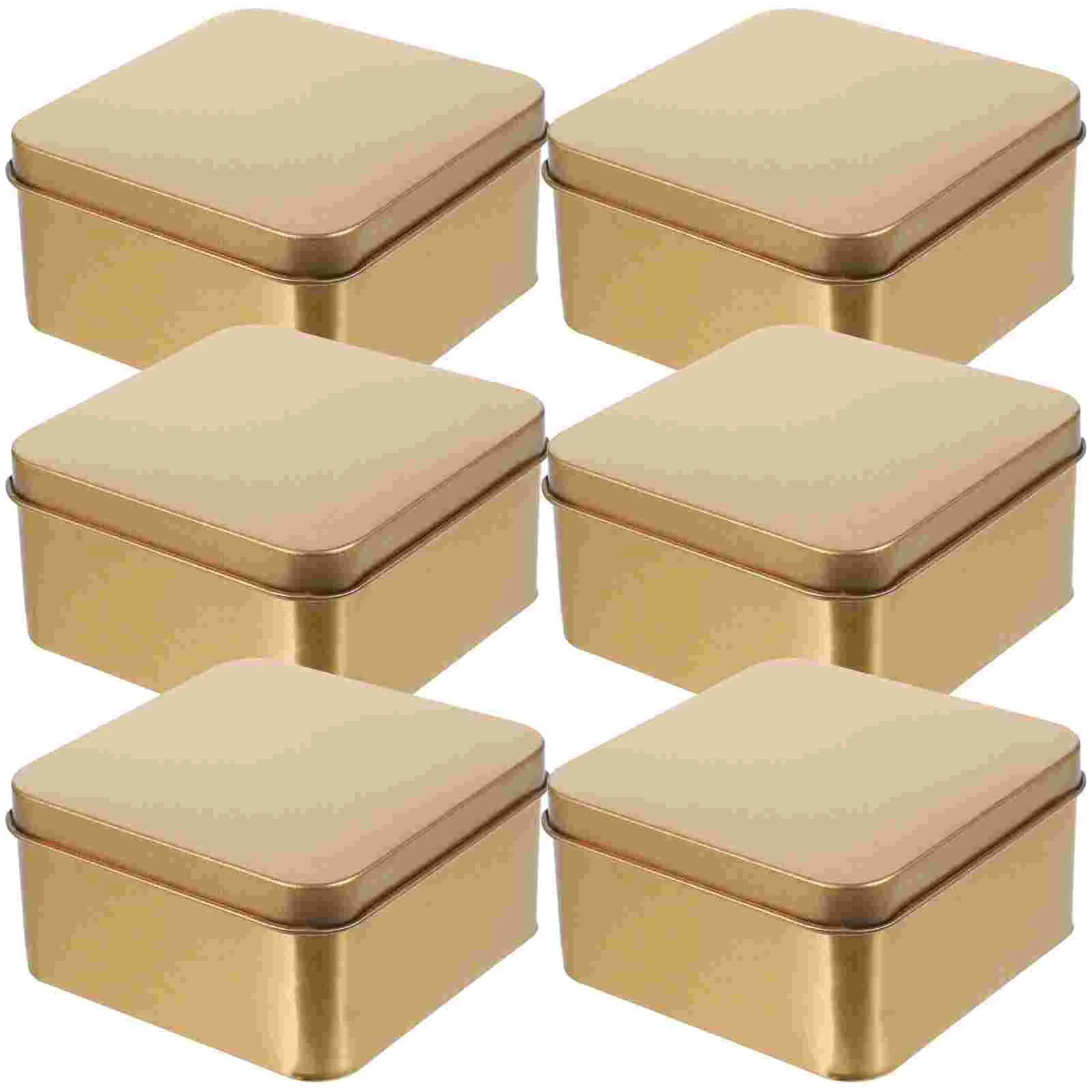 Cookie Tins with Lids Square Tinplate Box Small Gift Storage Candy Packaging Wedding (gold Medium Size) 10pcs Jars Bulk Boxes