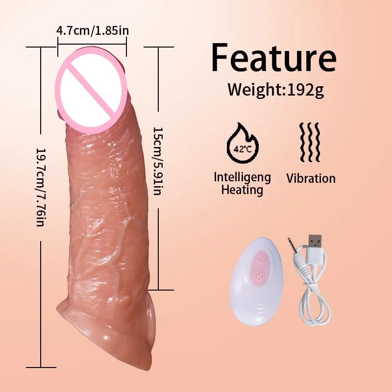 Penis Sleeve Cock Vibrator Realistic Penis Extender Vibrating Cock Ring 10Mode Remote Control Soft Silicone Penis for Men Couple - Image 3