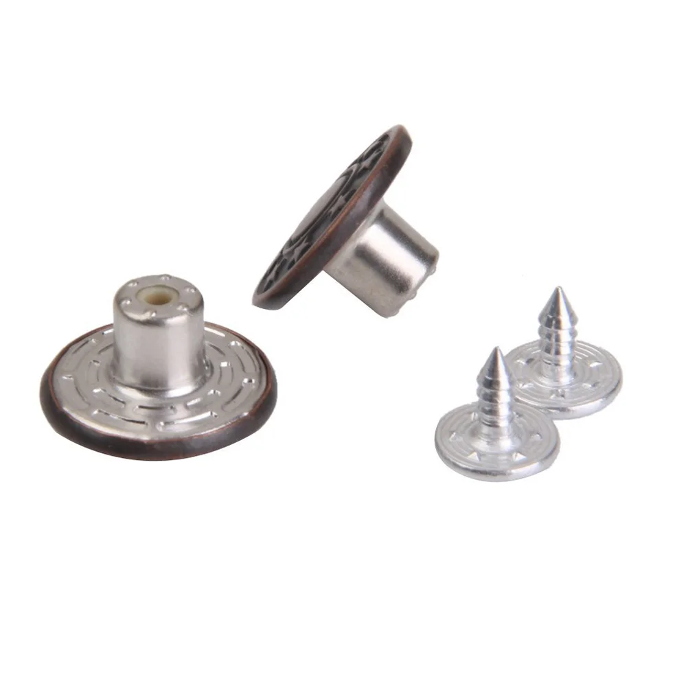 

50Set 17Mm Face I-Beam Snap Buttons Star Design Tack Screw Closure for Denim Garments Men Women Casual Wear Red Copper