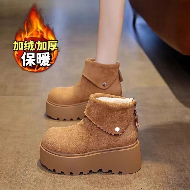 

Sweet campus style lazy shoes versatile sponge cake thick soled cotton shoes for women 2025 winter casual cute lazy fur shoes