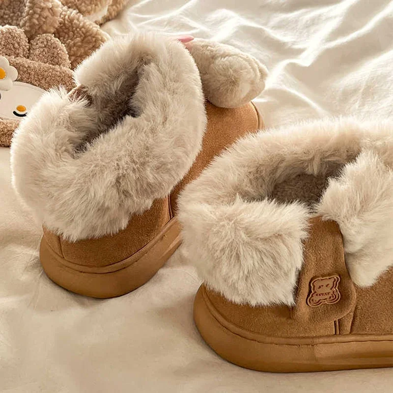 Hello Kitty Boots Women's 2024 Winter New Warm Thick Bread Shoes Thick Bottom Outer Warm Cotton Shoes Birthday Christmas Gift