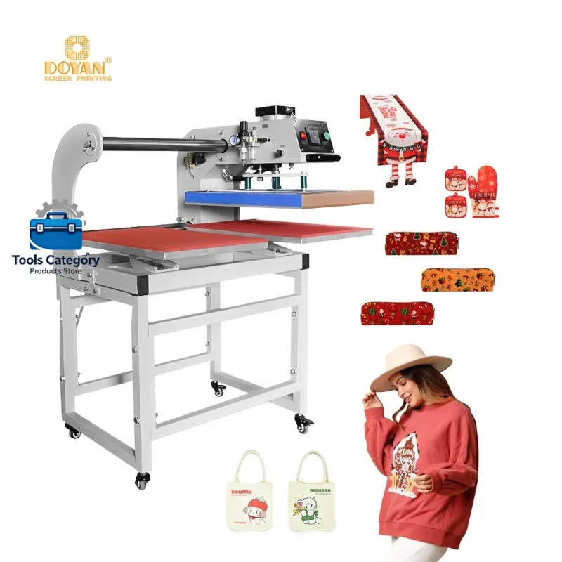 مكبس حراري مفتوح تلقائيًا بمحطة مزدوجة مقاس 16 × 24 - شبه أوتوماتيكي لطباعة القمصان