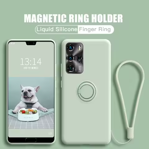 Ring Holder Magnetic Case For Samsung Galaxy S21 S22 Ultra S20 S21 FE S10 Plus Note 20 S9 Plus Soft Liquid Silicone Stand Cover