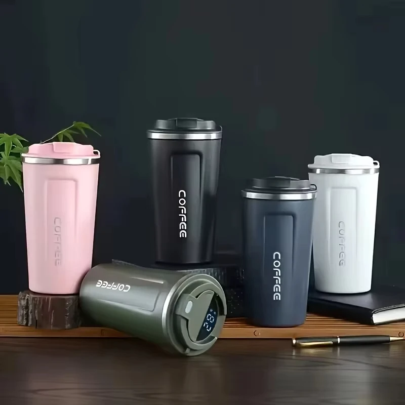 Thermo Cafe Coffee Mug Car Thermos Mug 380/510ML Leak_Proof Travel Thermo Cup for Tea Water Coffee Double Stainless Steel