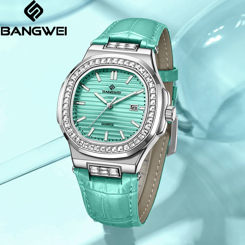 New LIGE Bangwei Elegant Fashion Quartz Watch Women Stylish Retro Leather Belt Date Waterproof Luminous Simple Watches for Woman