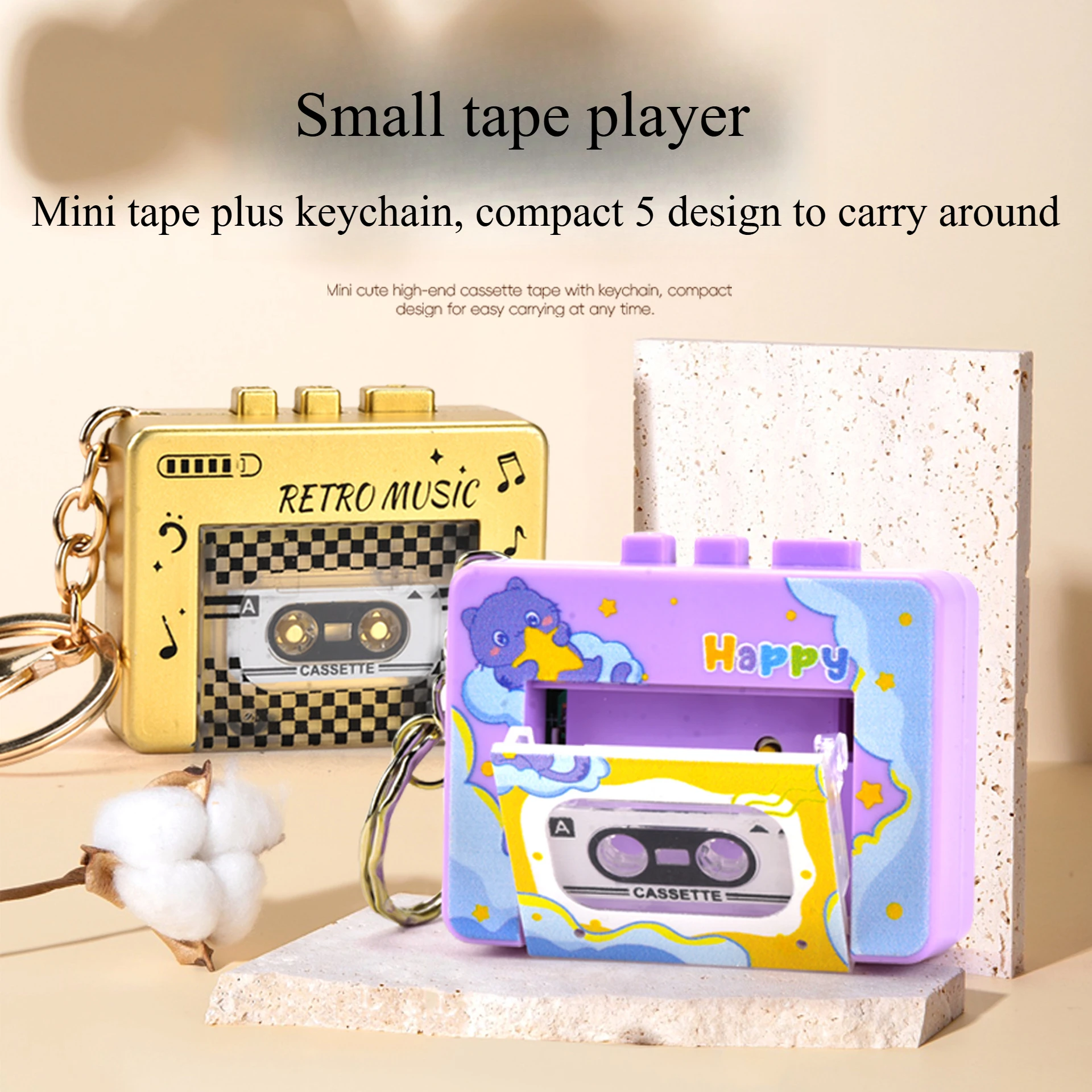 Mini Retro Tape Flash Sound Player Keychain Pendant Elementary School Children Educational Toys Tecnologia  Informática