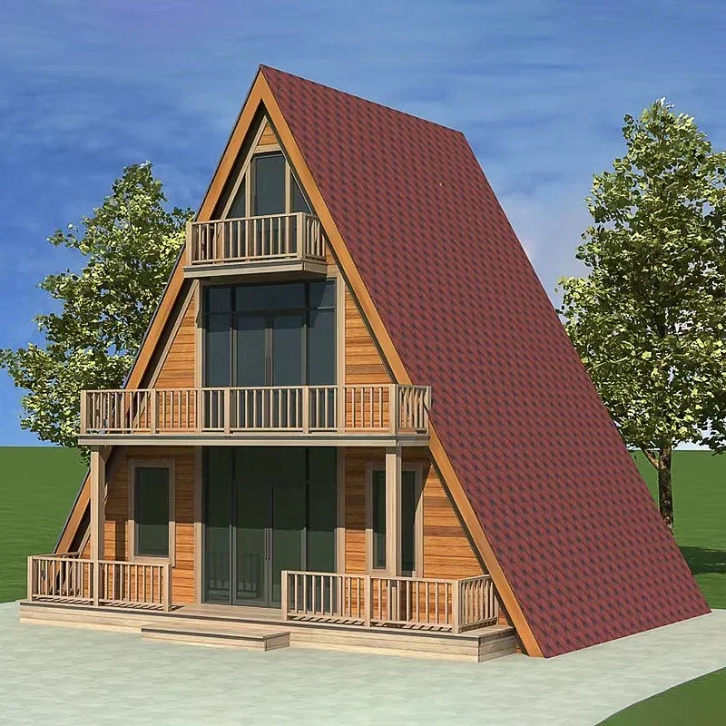 Triangular wooden house mobile assembly homestay wooden house small apartment villa landscape garden wooden house